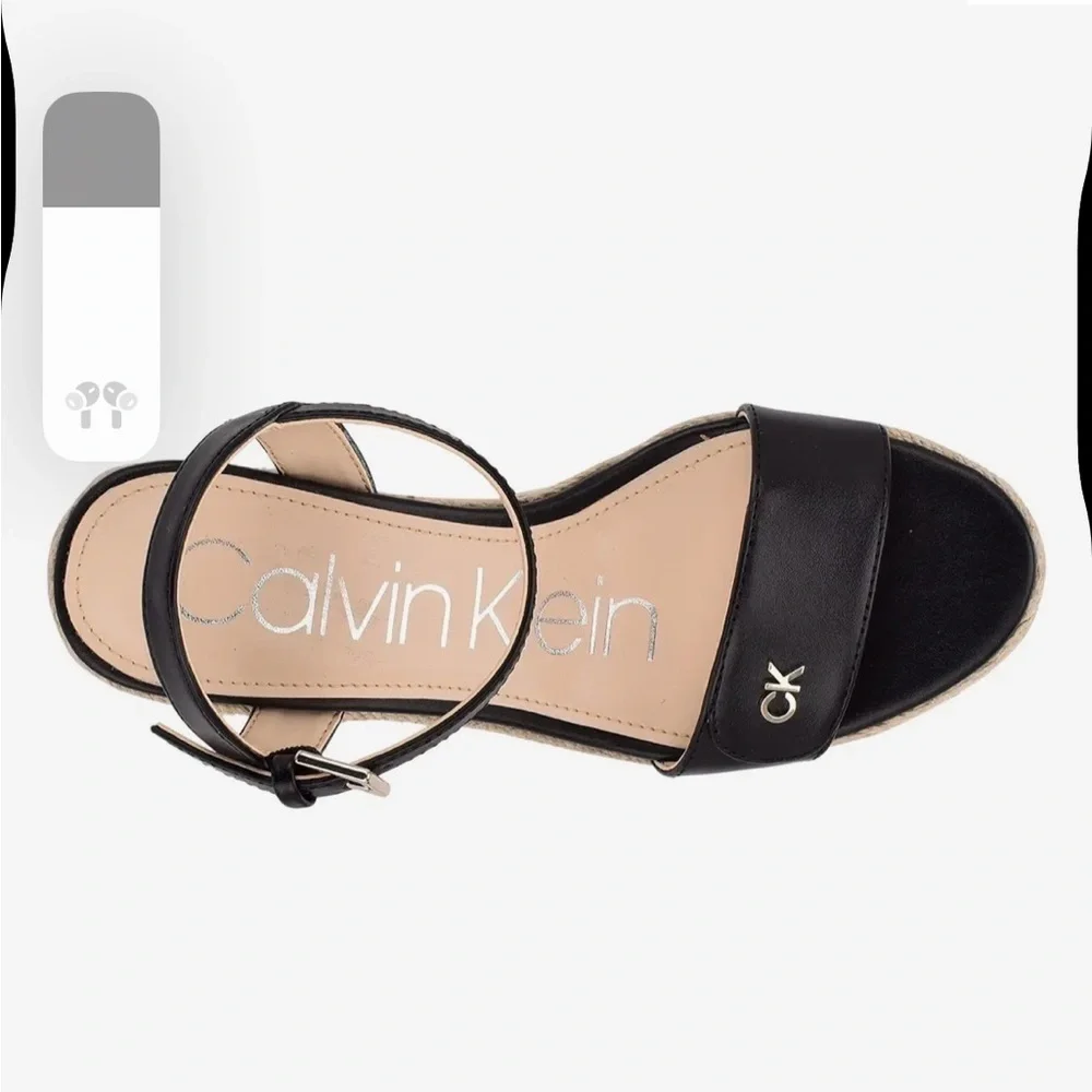Calvin Klein Hamal Women's Sz 10 Wedge Heel Sandals Black New